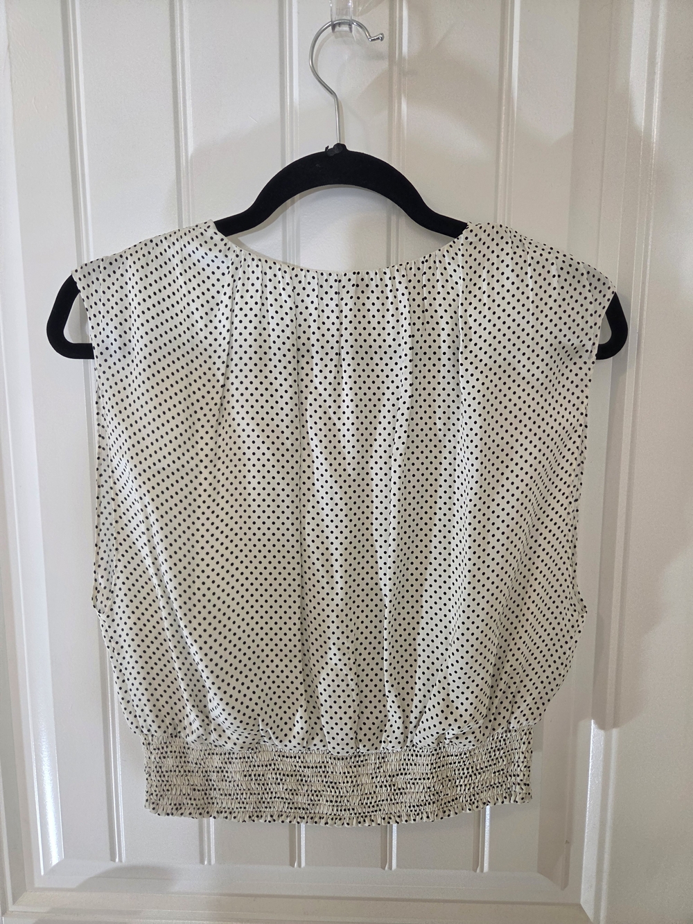 Alice + Olivia Loretta Polka Dot Smocked Waist Crop Top Size S - Picture 4 of 11